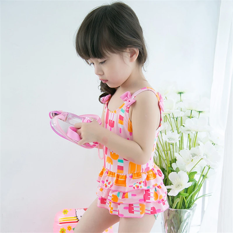 Купальный костюм для девочек 1 предмет От до 8 лет детский купальник с рисунком