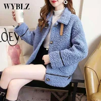 lamb wool womens jacket long sleeve korean fashion loose thick warm plush coat women windbreaker jackets autumn winter 2021