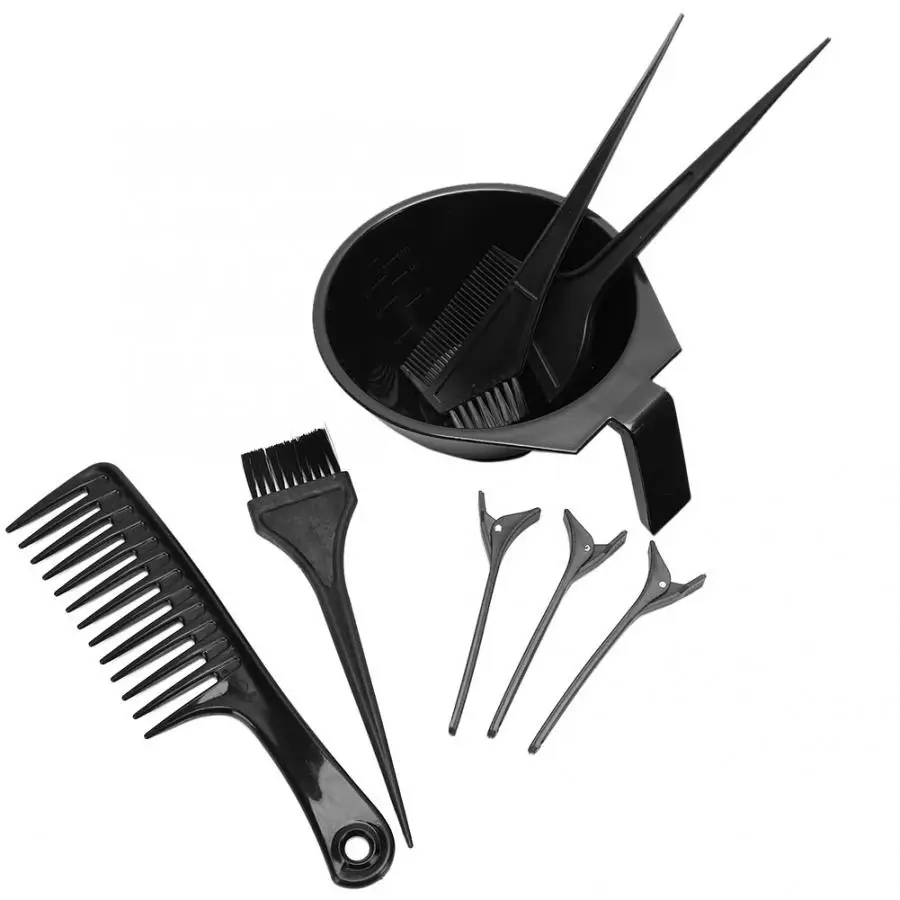 8pcs Hair Dyeing Tool Coloring Kit Salon Brush Comb Bowl Sectioning Clips Set Black Hairdressing 4 | Красота и здоровье