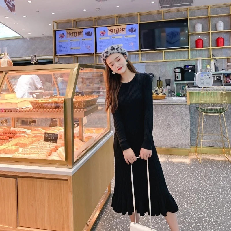 Осенне зимнее гофрированное платье с рыбим хвостом облегающая сумка бедра