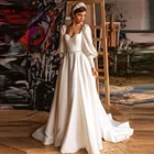 Элегантное Длинное ТРАПЕЦИЕВИДНОЕ пляжное свадебное платье с открытой спиной 2021, свадебные платья без рукавов с пышными рукавами в стиле бохо, вечерние нее платье принцессы