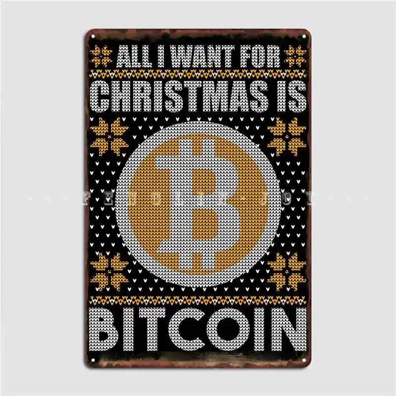 

Crypto Christmas Bitcoin Metal Sign Plaques Wall Pub Club Bar Retro Tin Sign Poster