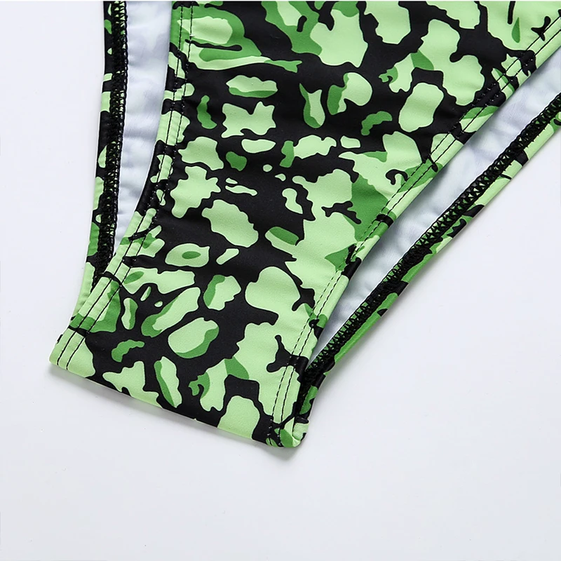 

Print Low Waist Push Up Bikini Set Women Korean Hollow Sexy Swimwear Femme Underwire Padded Swim Bikinis 2021 Summer Beachwear