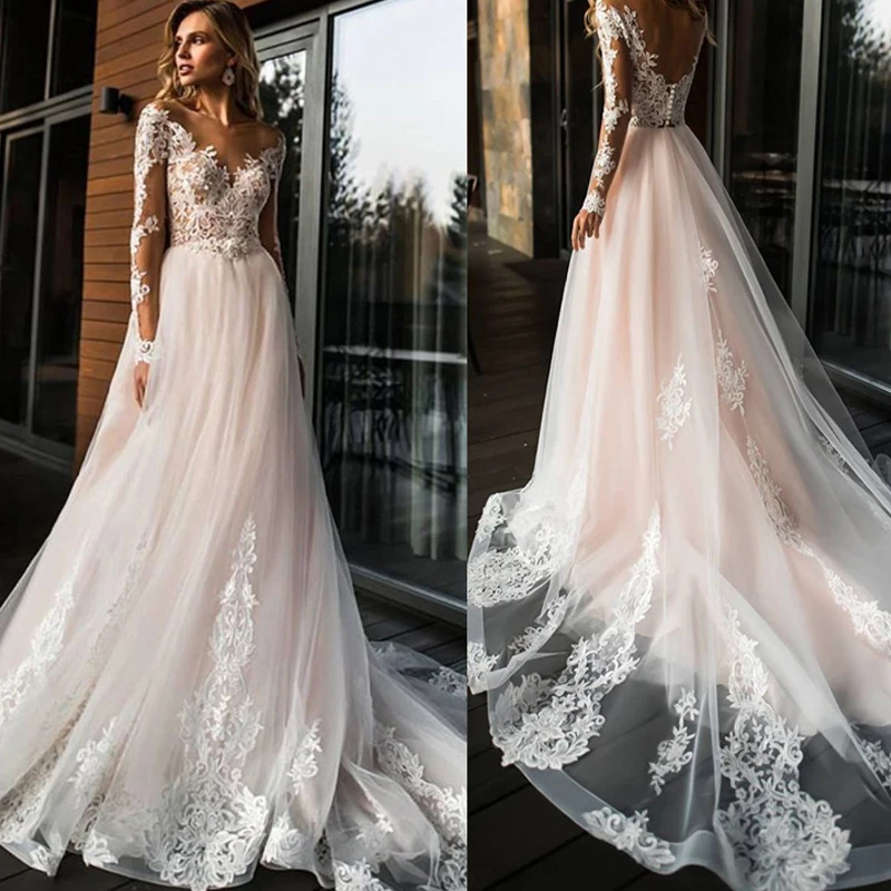 

YILIBER New simple wedding dress backless sleeveless design chiffon lace bride dresses princess dress plus size tailor-made