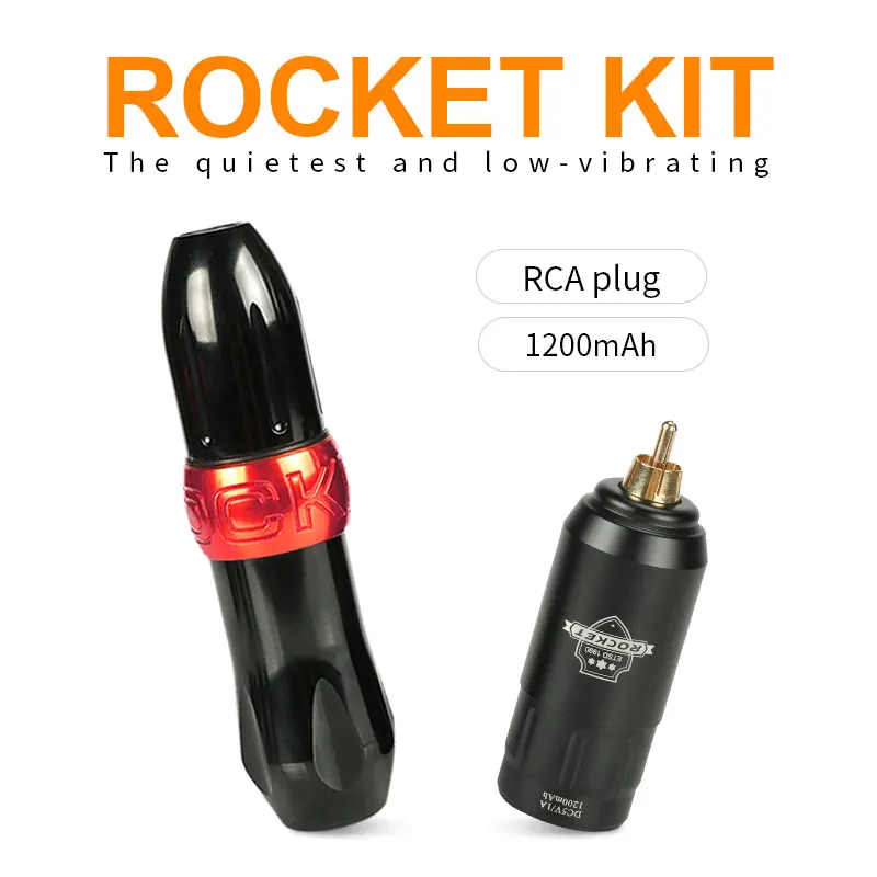 

Professional Tattoo RCA Connector Rotary Machine Kit Set Rocket I Tattoo Pen With Mini Wireless Adjustable Power Supply