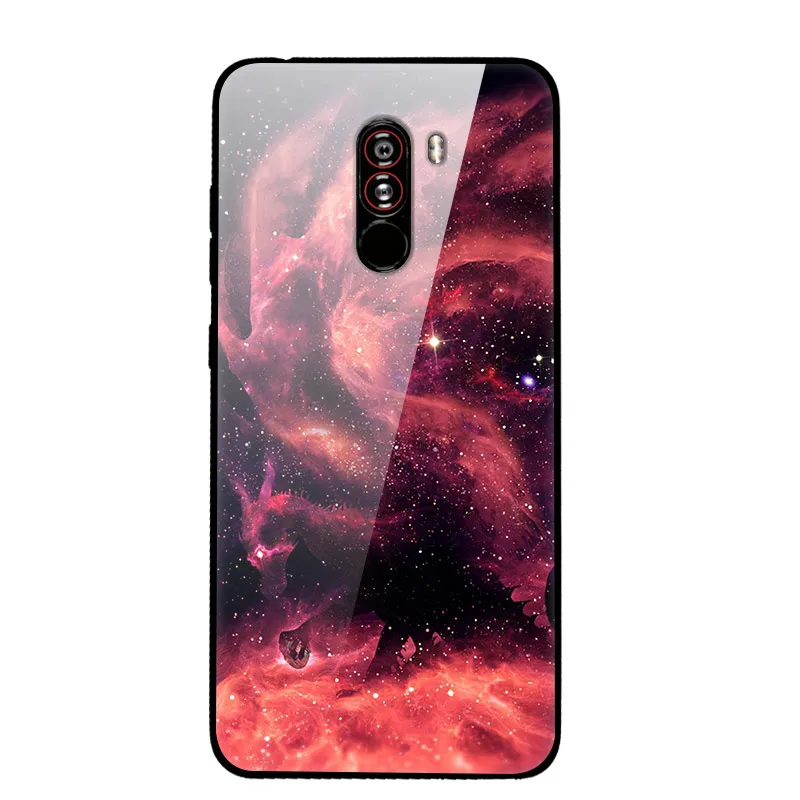 9 Чехол для Xiaomi Pocophone F1, закаленное жесткое заднее стекло, чехол для Xiaomi Poco F1, силиконовый мягкий бампер, чехол с принтом - Цвет: 9