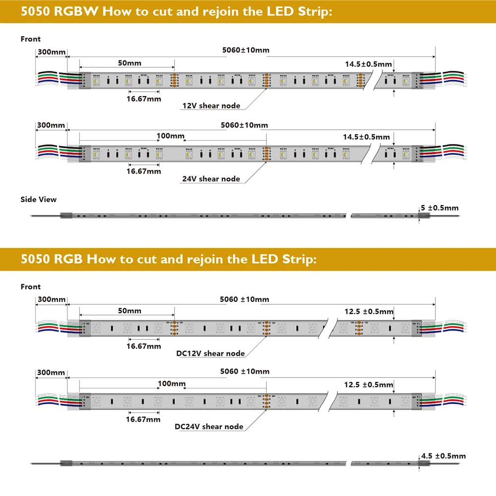 5050 Светодиодная лента RGB/RGBW 4в1 60 Светодиодный s/m IP68 300 светодиодный s/катушка, 5 метров/катушка DC12V/24 В силиконовый наружный водонепроницаемый CRI90, для ванны сада