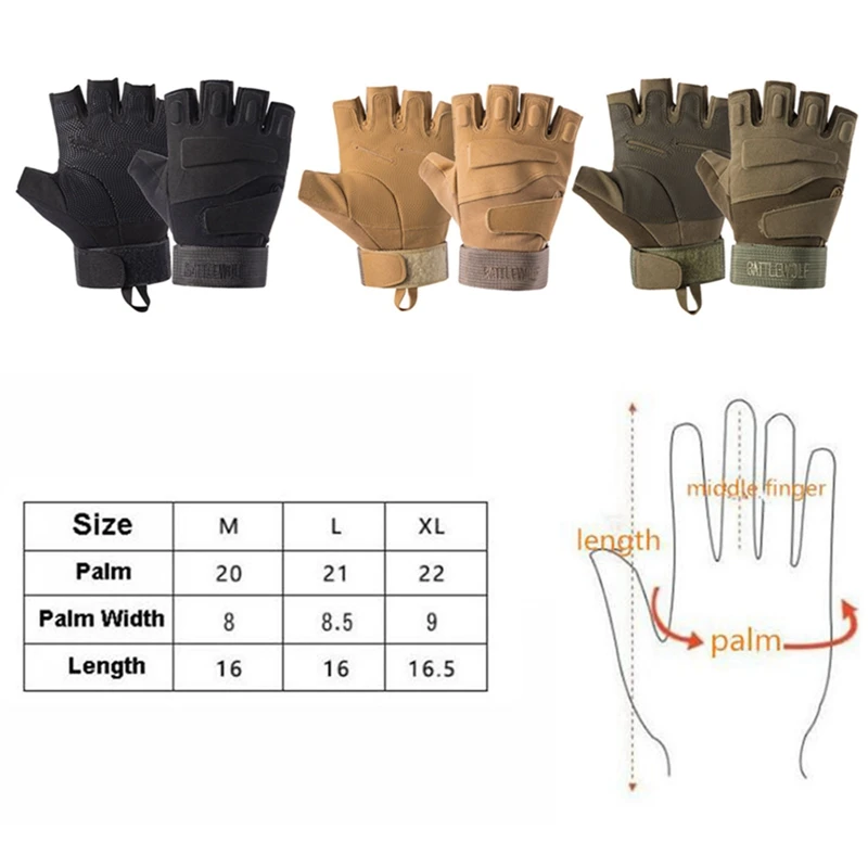 

1 Pair Men Tactical Gloves Outdoor Half Finger Gloves Fitness Gloves for Cycling Motorcycle Gloves Camping Hiking Gloves