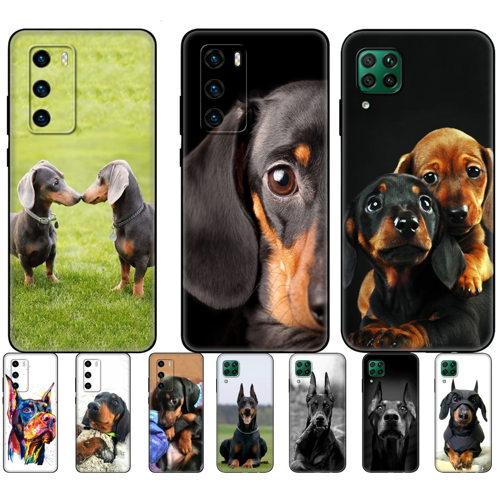 Черный чехол из ТПУ для Huawei P30 Lite Pro P40 LITE E P Smart 2020 милый с таксой добером - купить по