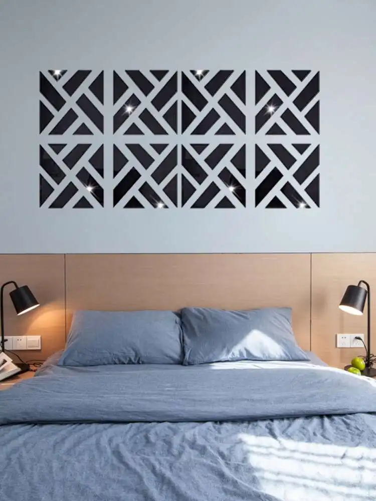 3d зеркальная акриловая креативная многоугольная Настенная Наклейка на 4 ломтика