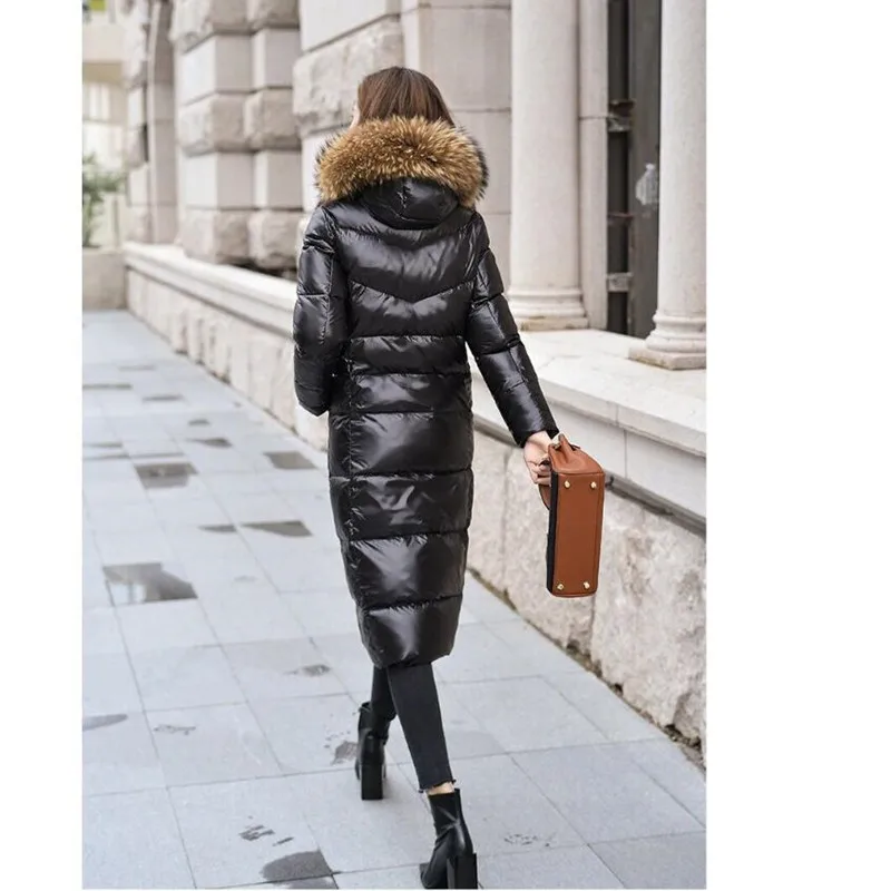 6XL большой размер пуховик женская зимняя куртка парка длинный мех с капюшоном