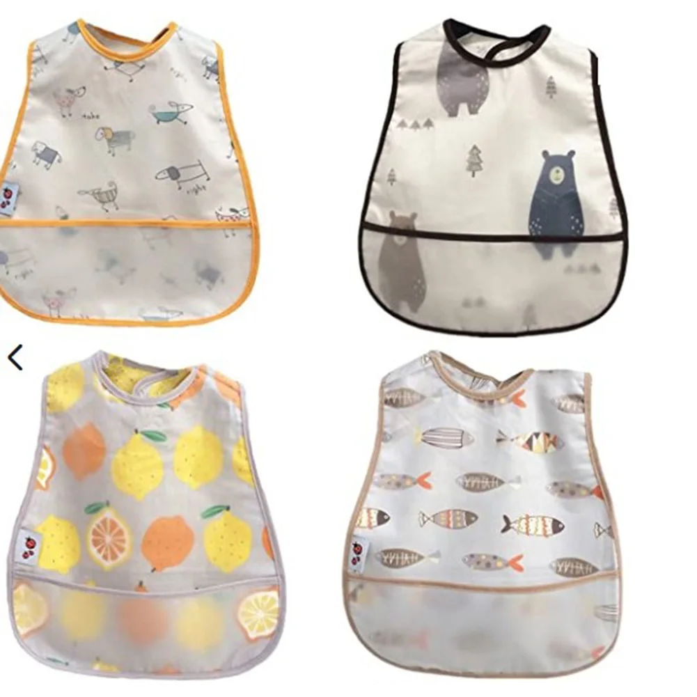 

4pcs New Arrival Baby Bibs Waterproof Kid Eating Clothing Children Long Sleeves Feeding Smock Bib Baby Apron Bandana Bebes Bibs