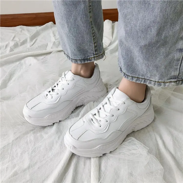 

Timalina New Arrival Women Sneakers Vulcanized Shoes Women spring Fashion Lace Up Thick Sole Breathable Shoes Size 35-43