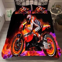 wostar motorcycle race bedding set luxury home textile adult duvet cover and pillowcase bedclothes single double queen king size