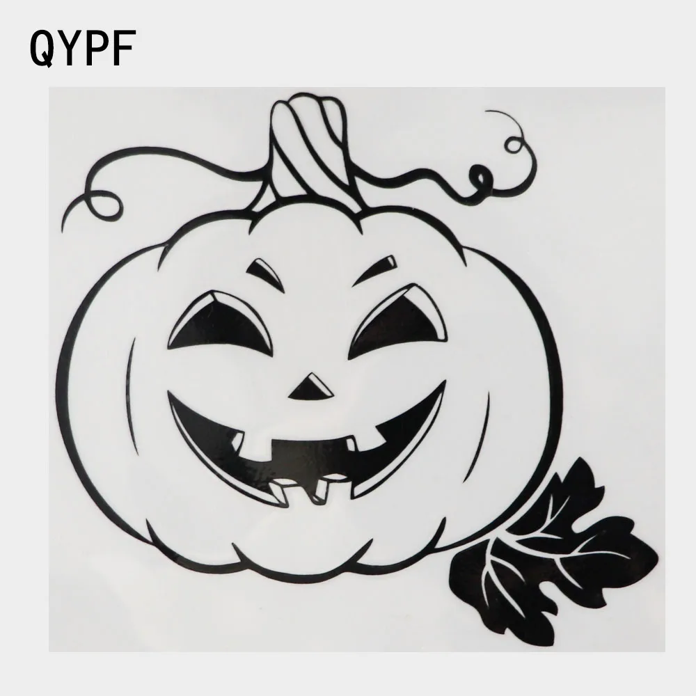 

QYPF 13.1×12.1CM Silhouette Of Halloween Pumpkin Car Sticker Vinyl Black/Silver 2A-0002