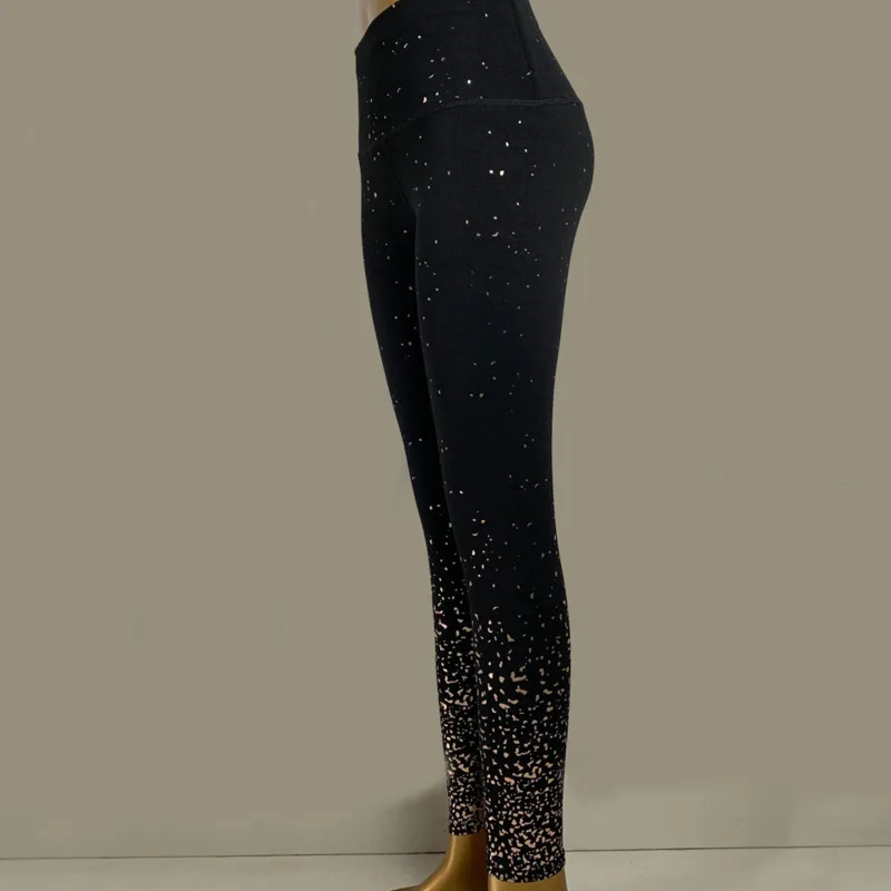 Хит женские штаны для йоги высокая талия блестящие тонкие брюки тянущиеся пуш ап