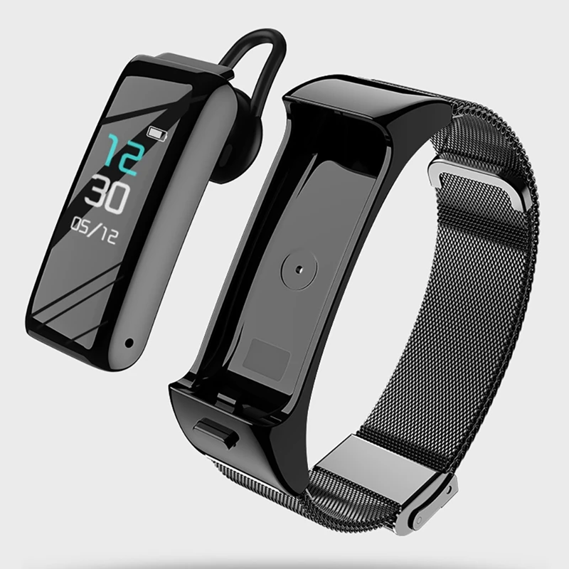 

B6 Smart Sports Bracelet Bluetooth Headset 2-In-1 Call to Listen to Music Heart Rate Monitoring Bracelet