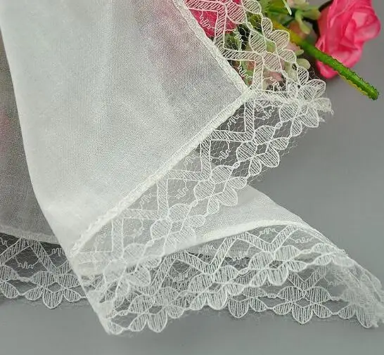 6 шт./лот 20 см Модный хлопковый белый кружевной квадратный носовой платок с