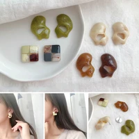 diy special shaped square resin earring material original hand work retro art style earpiece patch accessories