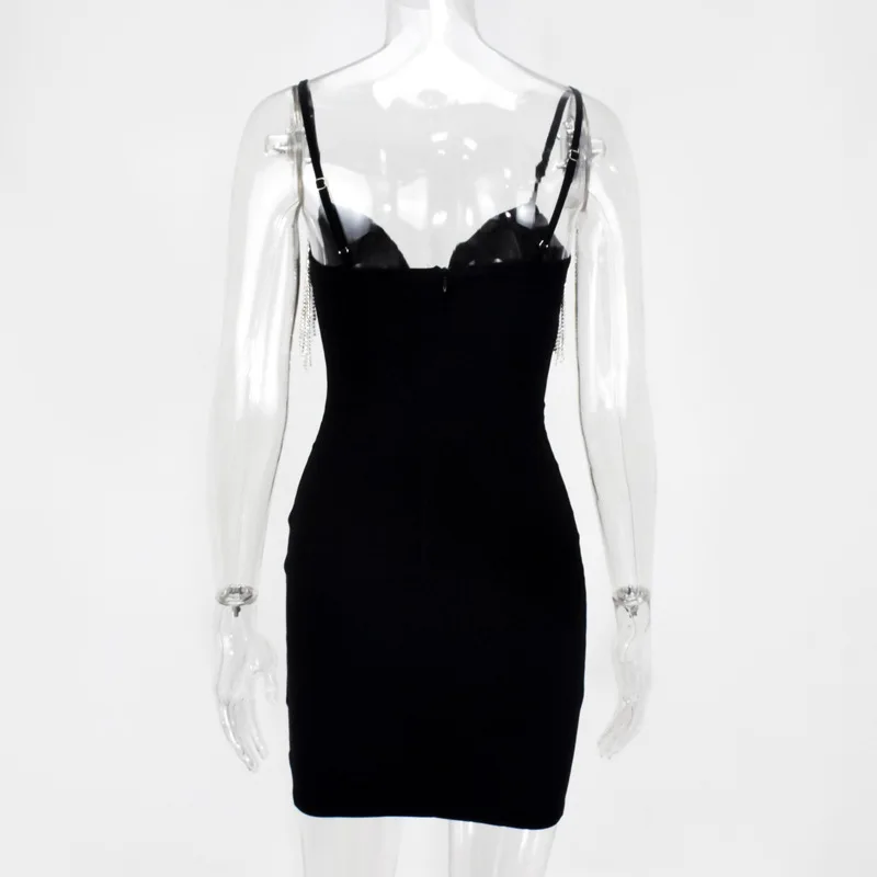 Женское вечернее платье на бретелях спагетти с кисточками|Женские платья| |