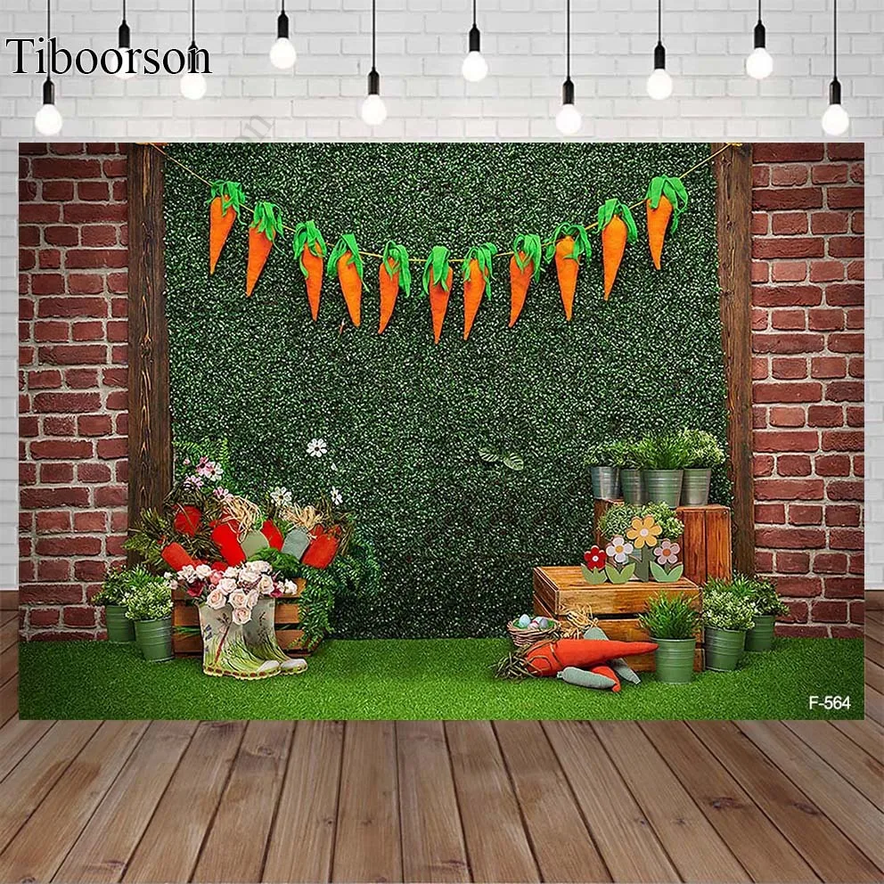 

Photography background spring easter green grass wall grass potted rabbit carrot decoration baby birthday party photo background
