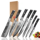 Набор кухонных ножей KEEMAKE, дамасский шеф-повар сантоку, нож мясника, нарезка, для очистки овощей, японский стальной клинок VG10, рукоятка из G10, 7 шт.