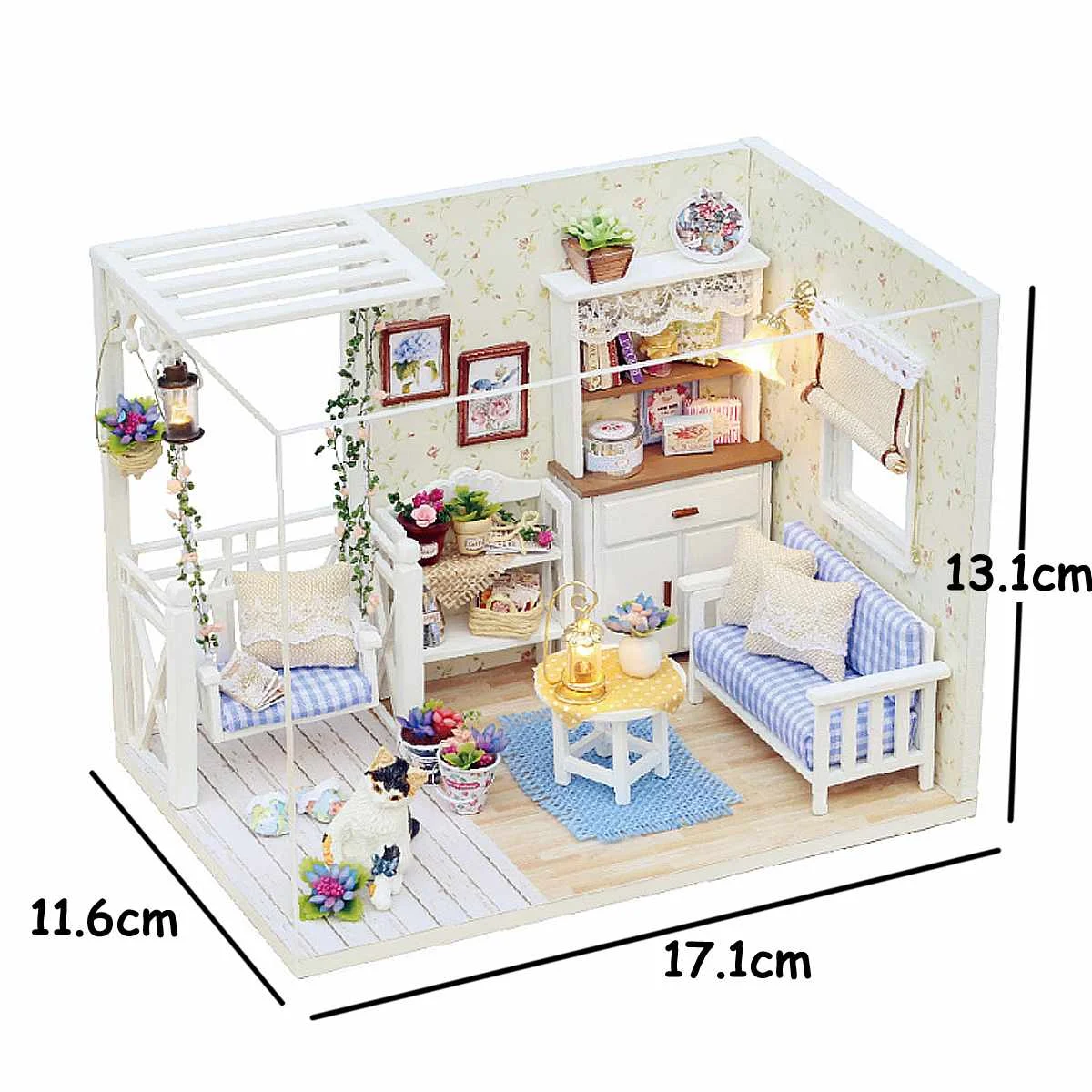 

DIY Doll House 3D Miniature Dollhouse Model Wooden Furnitures Toy Handmade Assembling Cat Doll Christmas Birthday Gift