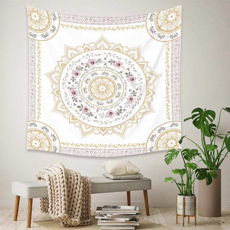 

Indian Mandala Tapestry Wall Hanging Sandy Beach Throw Blanket Camping Tent Travel Mattress Bohemian Dorm Decor background cloth