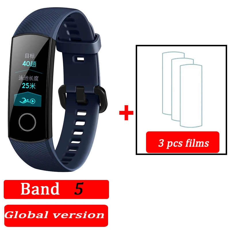 blue GL band5 3film Honor Band 4 band 5 умный Браслет 50 м водонепроницаемый цветной сенсорный экран пульсометр сна оснастка умный Браслет - Цвет: blue GL band5 3film