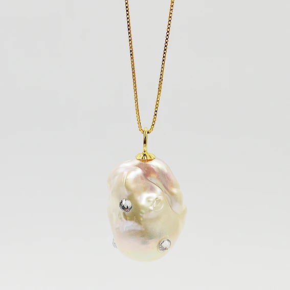 Цепочка Из серебра жемчужная подвеска в стиле барокко пробы с жемчугом |