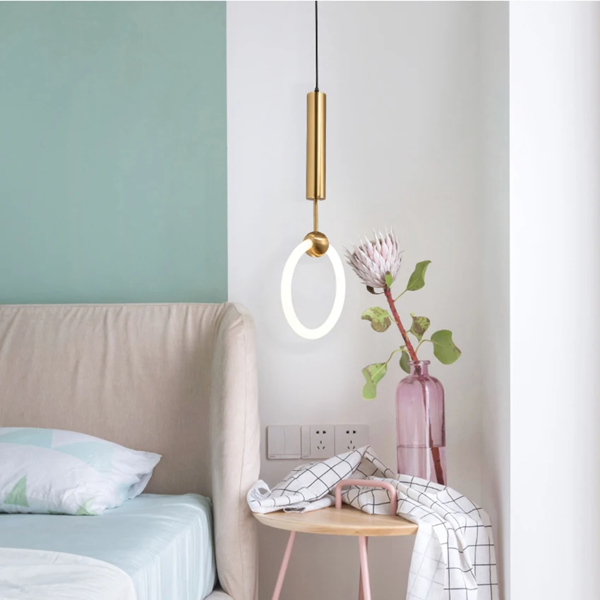 

PostModern ring led Pendant light dia 20 30 40cm Acrylic Circle dining bedroom Pendant Lamp Nordic Restaurant bar Hanging Lamp