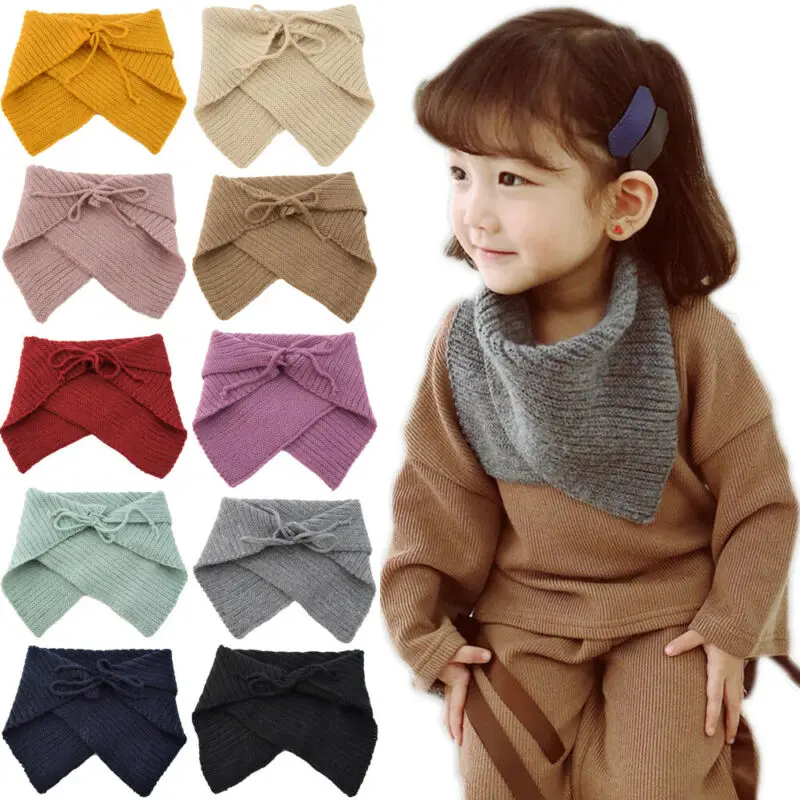 Милый детский зимний теплый шарф вязаный новые хлопковые треугольные шарфы шаль