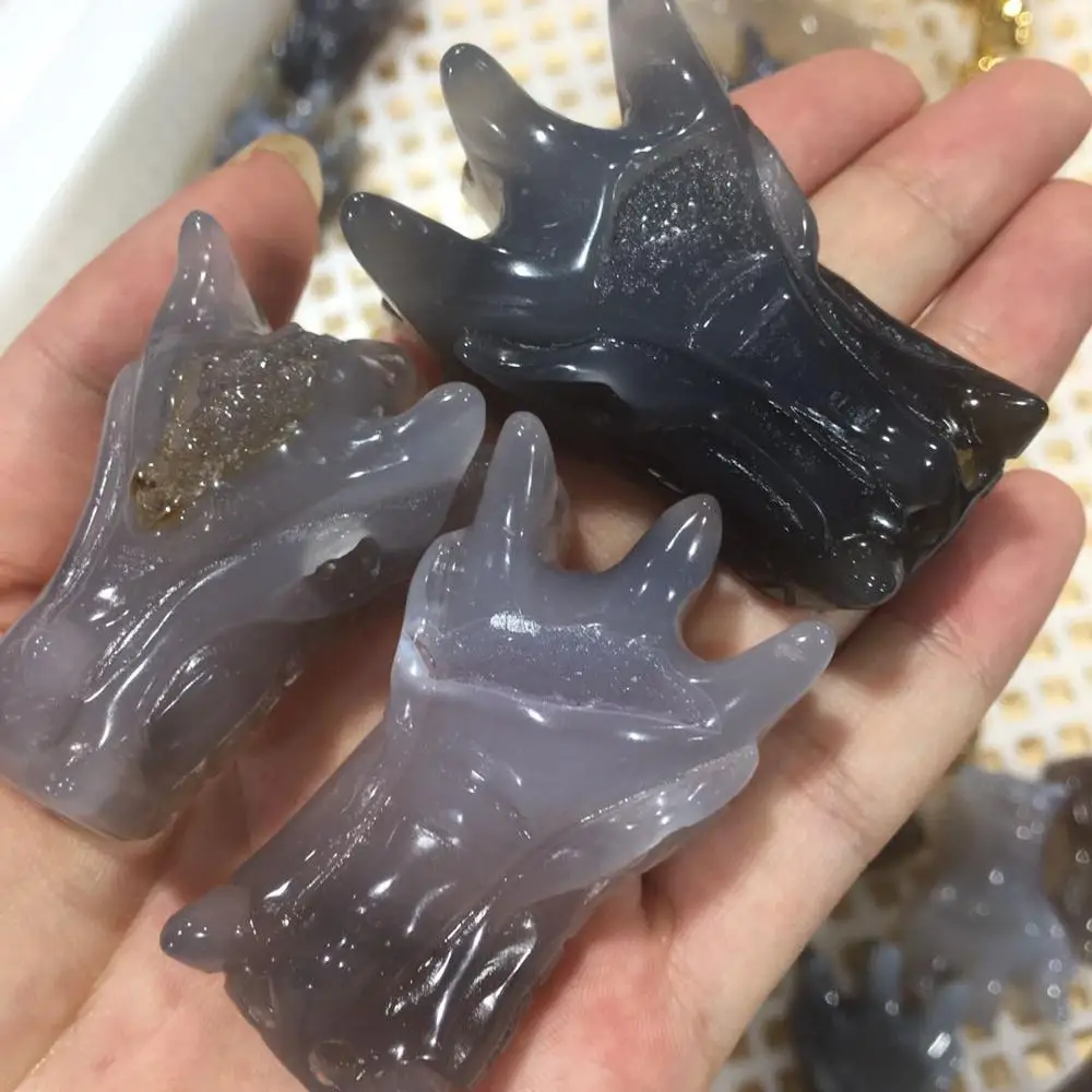 1 шт натуральный жеод Агат Голова Дракона Рука резной Череп Кристалл Исцеление