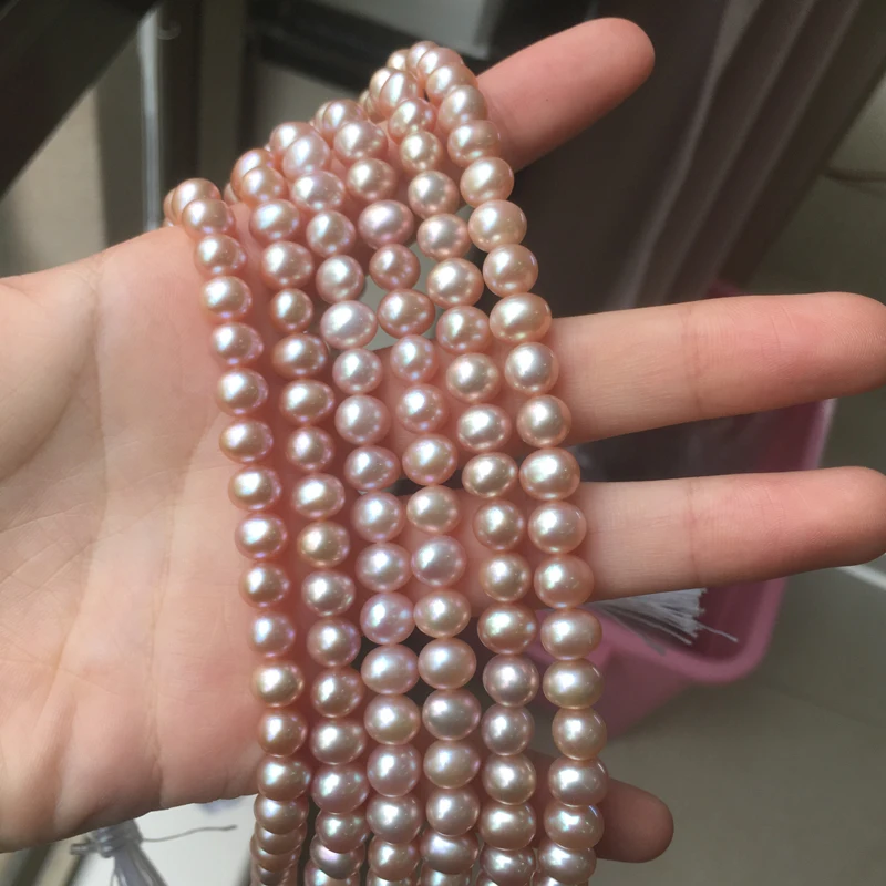 

Freshwater Pearl necklace Round shape with Size 6.5-7MM perfect luster for Jewelry DIY loose pearl strands