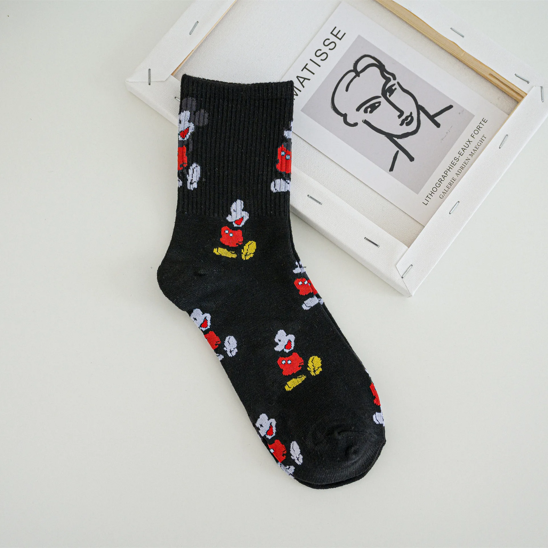 5 Pairs Disney Mickey Mouse Short Woman Socks Kawaii Anime Sweat Summer Cotton Girl Medium Female Sock | Женская одежда