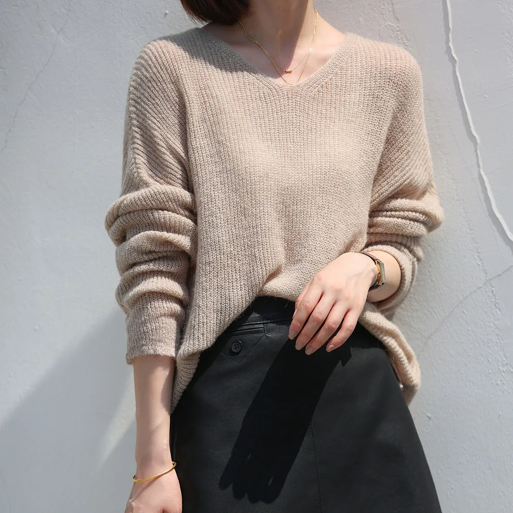 

Sweater Women's Autumn 2021 New Korean Fashionable V-neck Pullover Bottoming Shirts Casual Ladies Loose Top Female Clothing