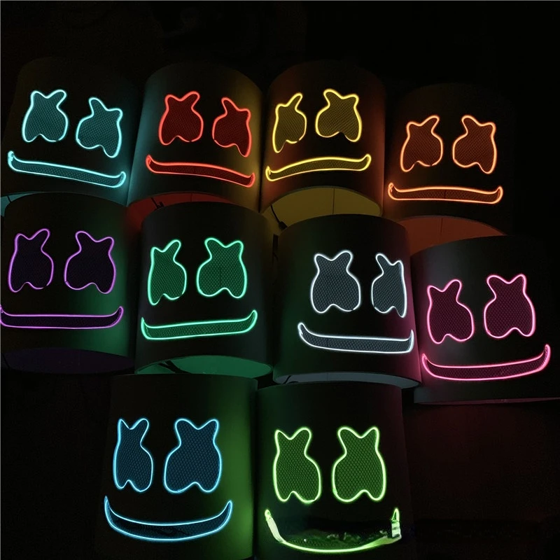 Светодиодная светящаяся маска Marshmello на Хэллоуин Рождество искусственная