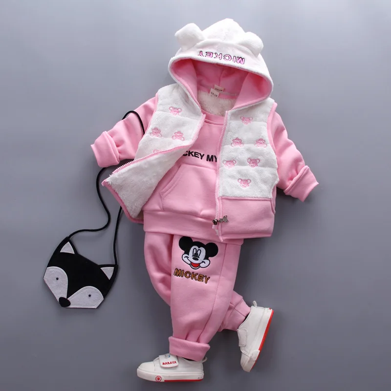 3 шт. детская зимняя толстовка с капюшоном и жилет|Комплекты одежды для девочек| |