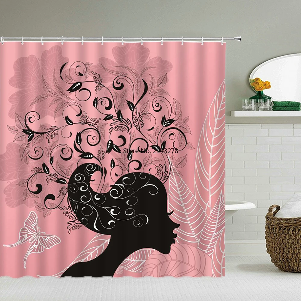 

Водонепроницаемые 3d-занавески для душа, декоративные розовые женские шторы для ванной из полиэстера 180*240