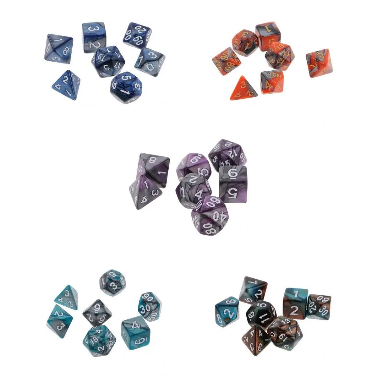 

Lot Of 35 Polyhedral Dice 16mm D4-D20 For D&D Dungeons Dragons DND MTG RPG