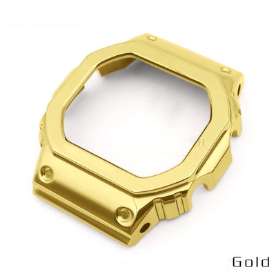 Gold color bezel Ремешки для наручных часов из нержавеющей стали, Ремешки для наручных часов, Ремешки для наручных часов, браслет для DW5600 GMW5610 GW5000, Прямая поставка - Цвет ремешка: Gold color bezel