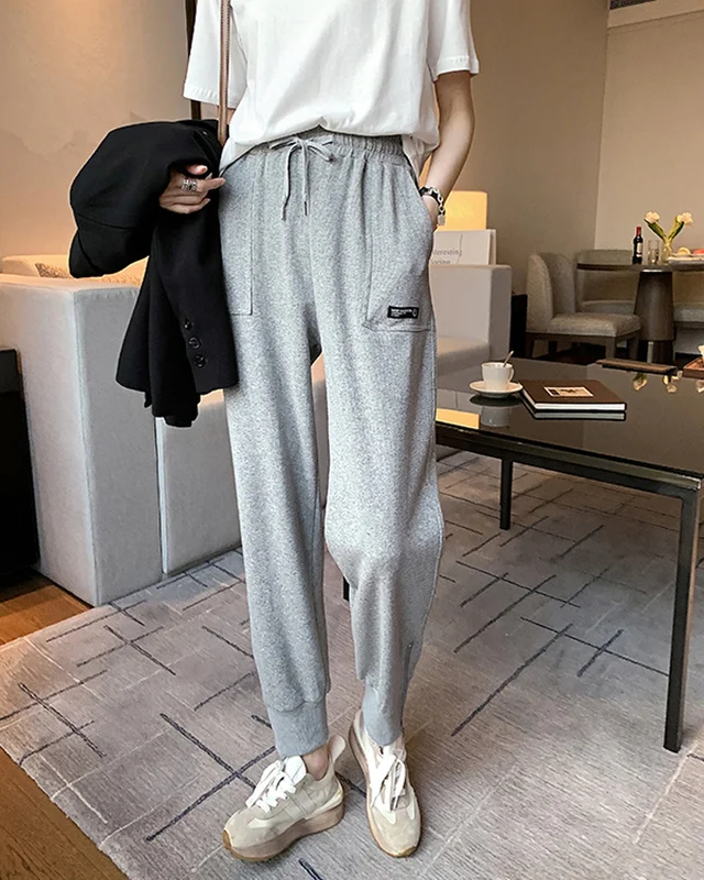 Спортивные брюки с завязкой на щиколотке женские весенне-осенние тонкие