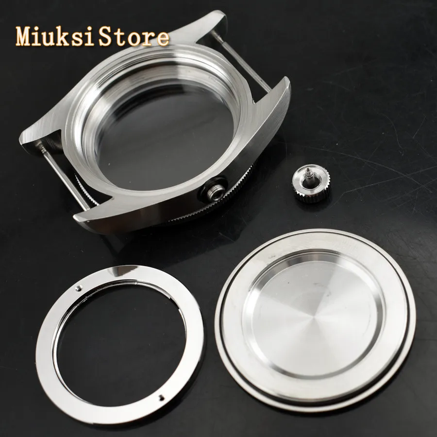 Часы с сапфировым стеклом черная рамка 41 мм серебристый чехол подходит для часов