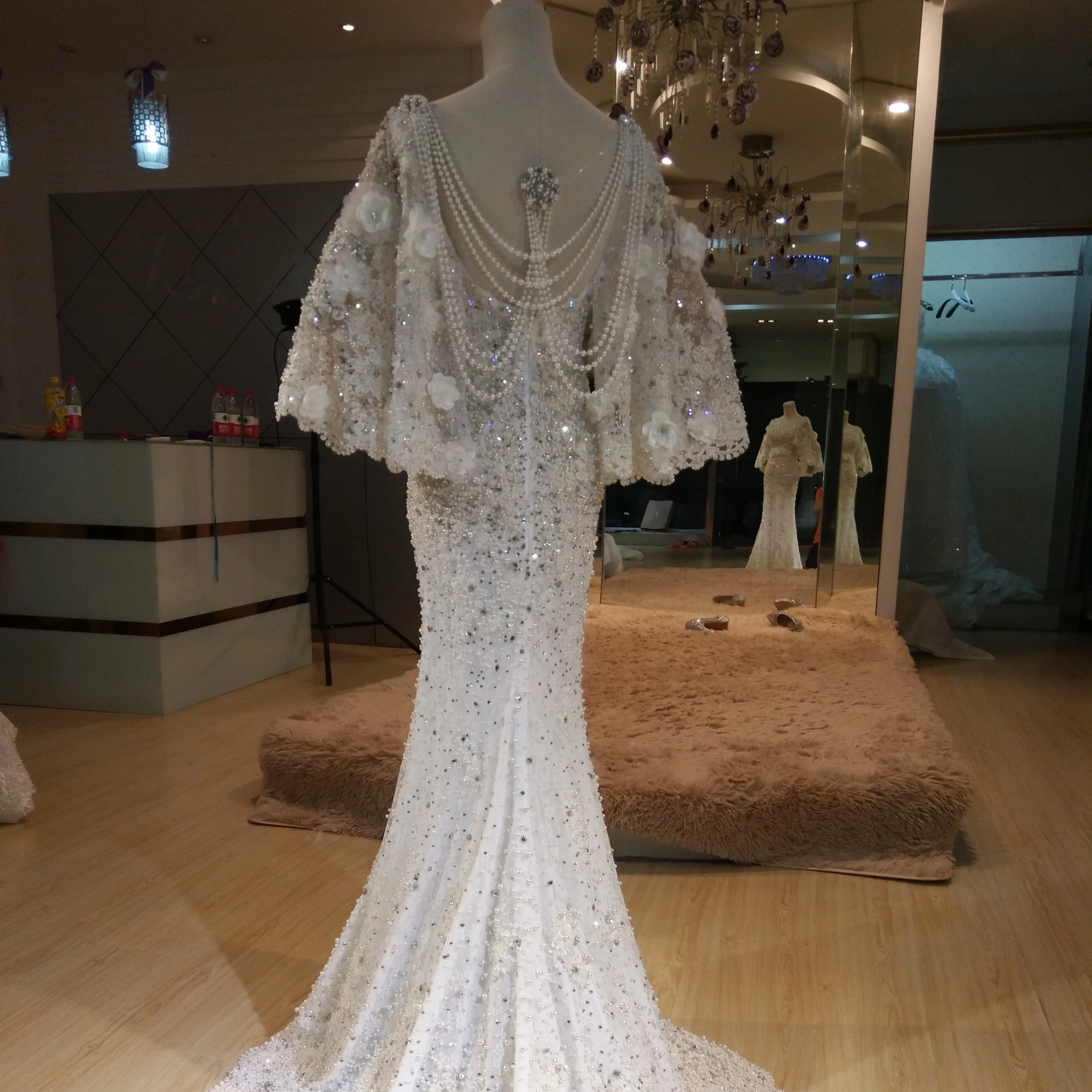 

Marnham Mermaid Wedding Dress Luxury Elegant Woman Bridal Dress Sexy Full Beads Wedding Gown Lace Vestido de Novia Robe Marriage