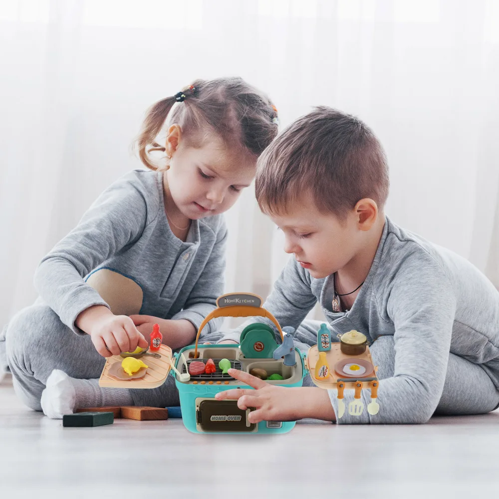 

1 Set of Kids Kitchen Set Barbecue Cooking Plaything Simulation Cutlery