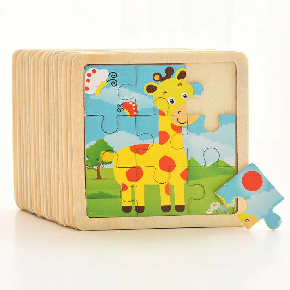 

Hot Sale 9pcs Of Wood Puzzle Baby Young Children Early Lessons Learned Intelligence Cartoon Animal Puzzle Wooden Toys