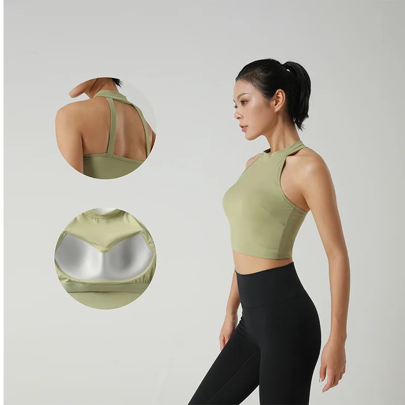 

Sports Top Women Padded All-In-One Running Breathable Gym Bra Female Fitness Sexy Push Up Anti-Vibration Vest Comfort Sujetador