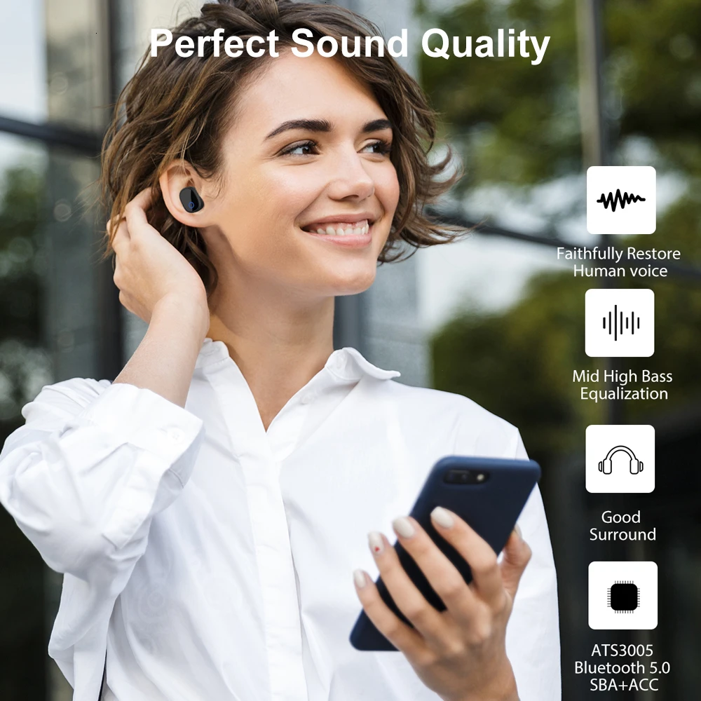 Наушники WarmSea TWS Bluetooth 5,0, отличное качество звука, беспроводные наушники, гарнитура, спортивные наушники