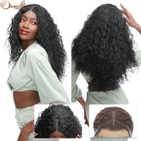 s noilite synthetic long water wave lace front wig black afro kinky curly hair wigs t part lace wigs with pre plucked for women