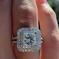 caoshi luxury shiny aaa cz princess cut ring for women gorgeous proposal bands accessories fashionable design wedding jewelry